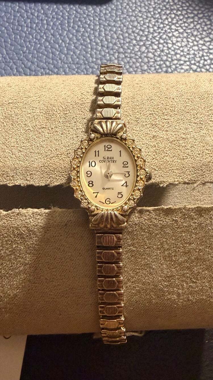 Sarah Coventry LSC294 Women's Quartz Oval Rhinestone Bezel Stretch Band Watch